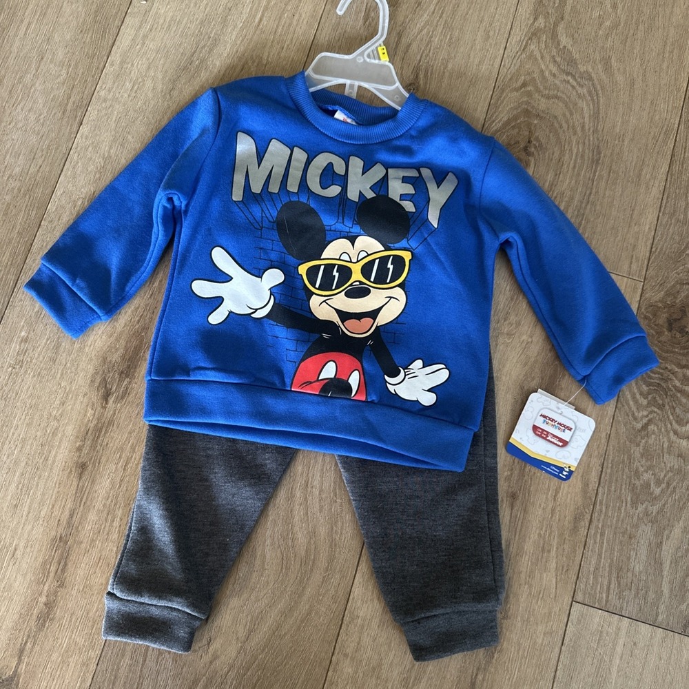 Mickey Mouse Fun House Infant Crew Neck & Jogger Set Blue‎ 18M NEW